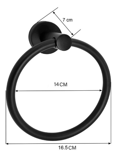 Imagen 2 de 4 de Toallero Circular De Aluminio Negro