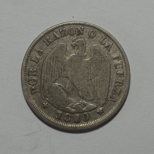 20 Cent - 1880 - Chile - 8 Relleno - Moneda De Plata