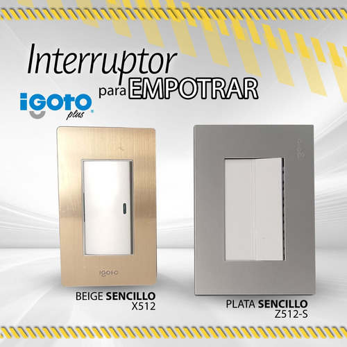 Interruptor Igoto Empotrar Sencillo Beige 07121/ Plata 09025