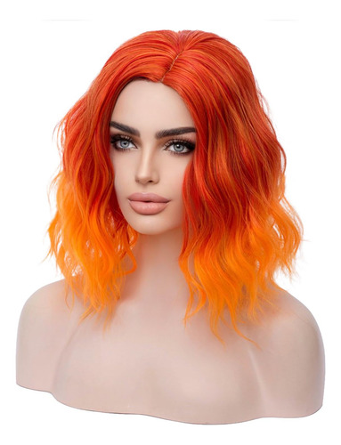 Magqoo Peluca De Fuego De Llama Naranja, Parte Lateral, Pelu