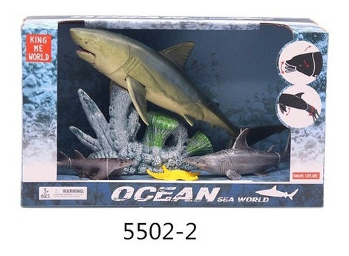 Imagen 1 de 3 de Animales Del Oceano Set Tiburones En Caja Wabro 99575