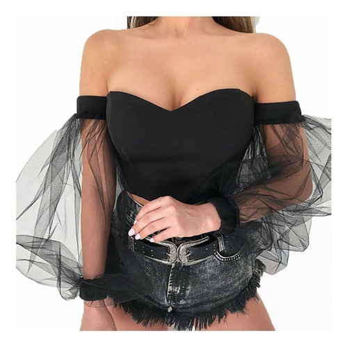 Blusa Top Crop Sexy Elegante Corset Strapless Mujer Sensual