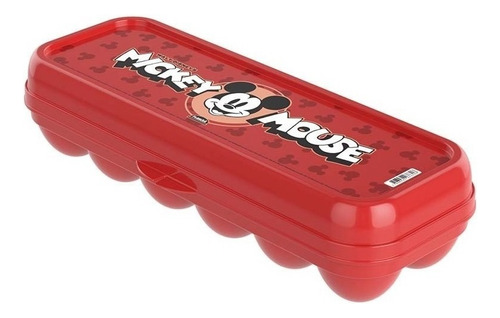 Porta Ovos Plástico Vermelho Mickey Mouse 12 Ovos - Plasutil