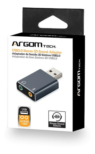 Imagen 1 de 5 de Adaptador De Cable De Sonido Estéreo Usb 2.0 Argom Tech