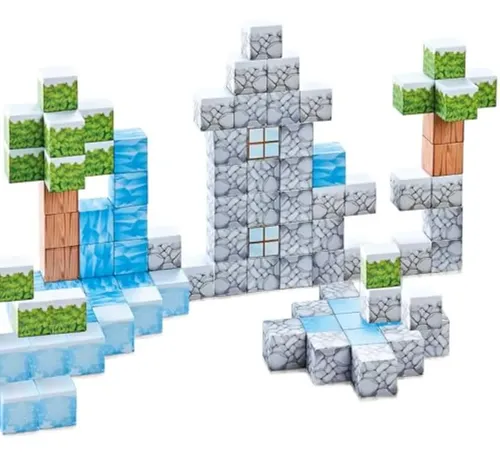 Playmags Juego De Azulejos Magnéticos 3D De 50+6 Piezas Con Coche – Bloques De Construcción STEM Para Desarrollar Creatividad Y Habilidades Motoras