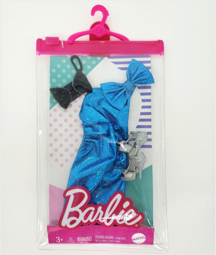 Imagem 2 de 3 de Roupa Barbie - Vestido Azul Metálico Ms