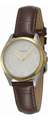 Timex Briarwood - Reloj Para Mujer, Croco Café/dos Tonos