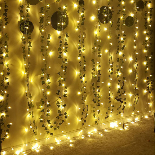 Cadena De Luces Led Con Forma De Hoja De Vid Para Bodas, Nav