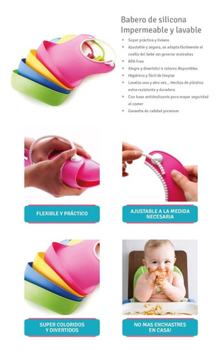 Imagen 3 de 6 de Babero Silicona Baby Innovation Cuello Ajustable