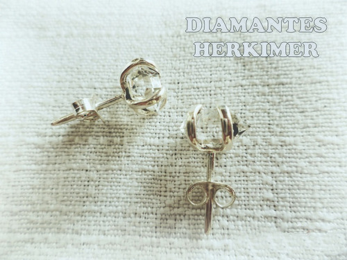 Aros Diamante Herkimer Grandes Plata