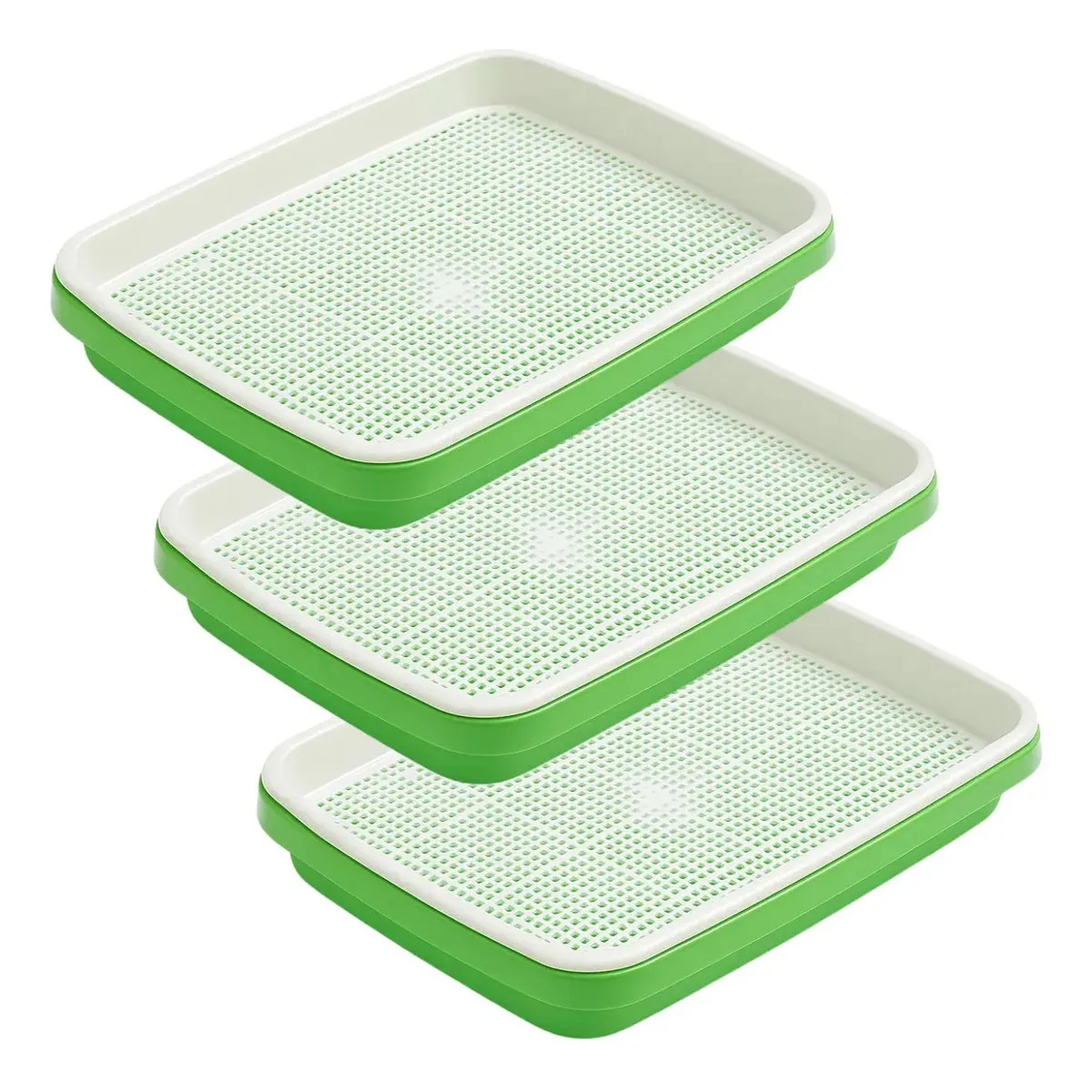 Kit 3 Bandejas Hidroponia Furos Microverdes Brotos Forragem