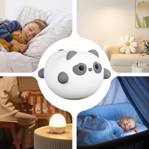 A Luz Nocturna De Silicona Lámpara De Cabecera De Panda