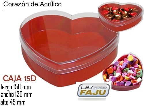 Caja Acrilico Plastico Corazon Bombonera 15d X 10u