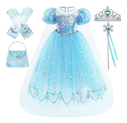 Disfraz De Princesa Elsa Frozen For Niñas Cosplay Fiesta Cumpleaños Trajes Halloween Navideño