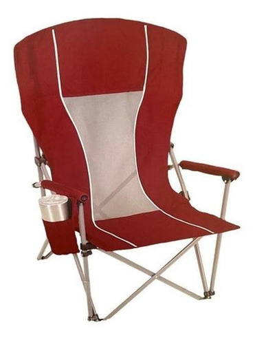 Cadeira Camping Dobravel Aço Porta Copos - Vermelho