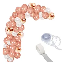 Comprar Arco De Globos 100 Globos Perlados Y Confetti Rosa Gold