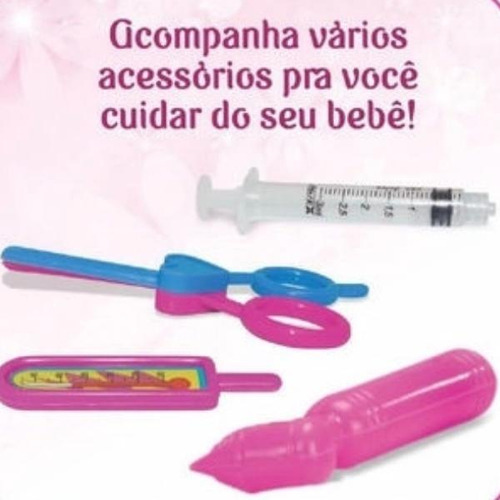 Boneca Que Chora Cura Neném Brinquedo 38cm Com Acessórios