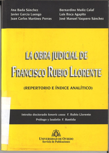 La Obra Judicial De Francisco Rubio Llor... (libro Original)