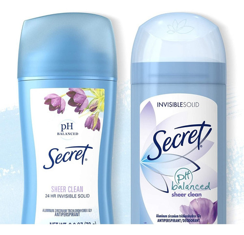 Desodorante Secret 24h Sheer Clean 73g Invisible Solid Eua