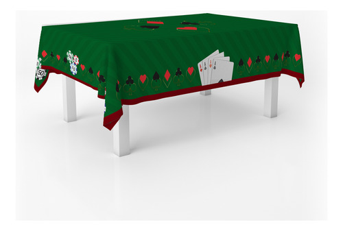 Toalha De Mesa Oxford Retangular Poker Listrada Verde