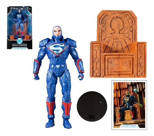 Lex Luthor Blue Power Suit Y Trono Dc Multiverse Mcfarlane