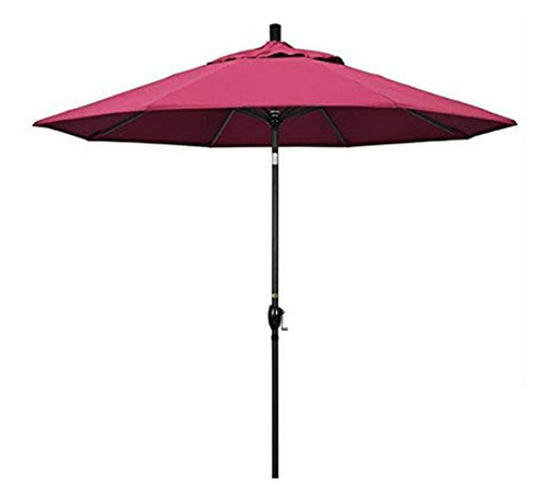 Sombrilla Terraza Aluminio 9' Negra Y Rosa Sunbrella.