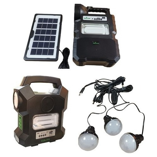 Panel Solar Kit Portátil Solar  Focos Radio Y Cargador Usb 