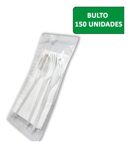 Set De Cubiertos Desechable 3 Piezas Bulto De 150 Sobres 