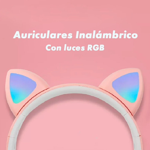 Imagen 3 de 9 de Auriculares Headset Bluetooth Oreja Luz Led Gato Micrófono