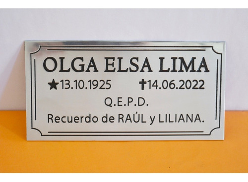 Imagen 2 de 6 de Placa Recordatoria Para Cementerio, Lapida, Nicho. 10x5cm.