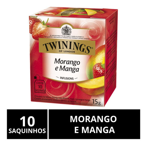 Chá Twinings, Caixa 10 Saquinhos, Chá Morango E Manga