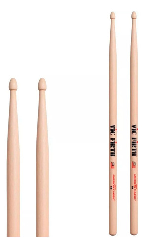 Palillos Bateria Vic Firth 5b Punta Madera Hickory Pro