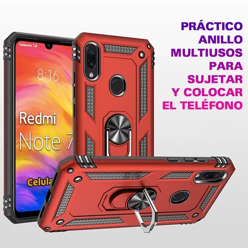 Funda Xiaomi Redmi Note 7 Anillo Metal Uso Rudo + Cristal
