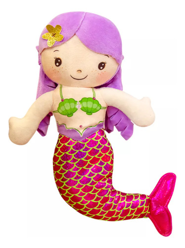 .. Almohada De Felpa De Muñecas De Sirena Morada De 30 Cm E