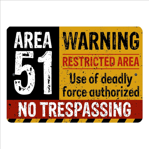  Advertencia, Área 51 Arte De Pared De Metal Militar, ...