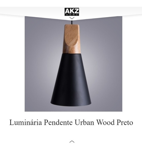 Luminária Pendente Preto Urban Wood Design Decor