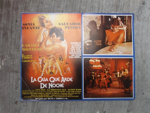 Vintage Cartel Lobby Card En La Casa Que Arde De Noche!