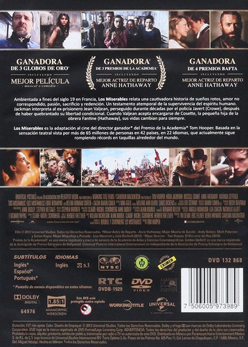 Los Miserables Les Miserables 2012 Hugh Jackman Pelicula Dvd