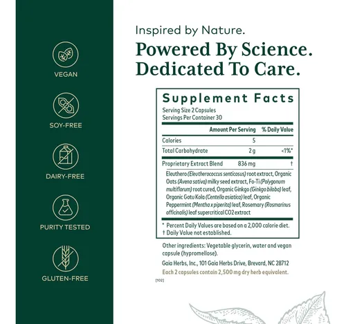 Fórmula Cognitiva Gaia Herbs Pro - Suplemento Para Estimular
