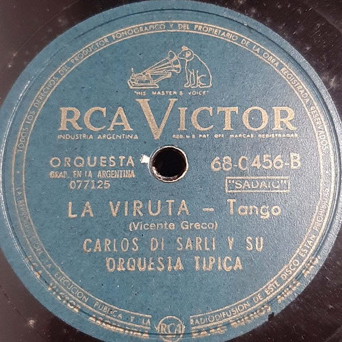 Pasta Carlos Di Sarli Jorge Duran Rca Victor C480