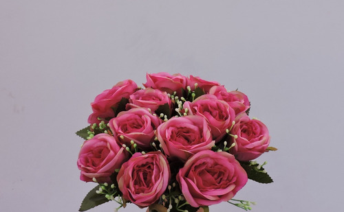 Buquê Rosas Rosa Pink Galho C/12 Flores Artificiais 42 Cm | Parcelamento  sem juros