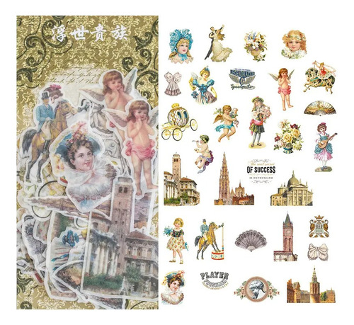 Set De 60 Stickers Vintage Vida De Ciudad Journal Collage 