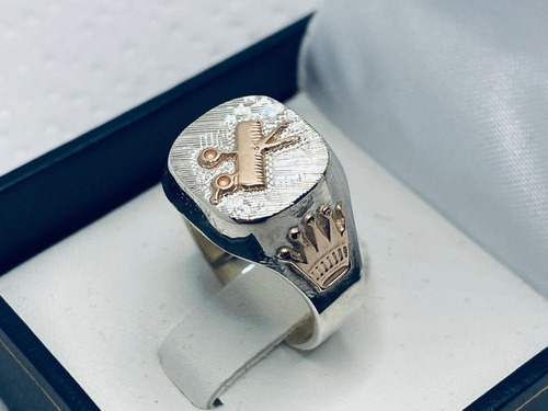 Anillo Profesión Peluquera Plata, Logo Y Aplique En Oro
