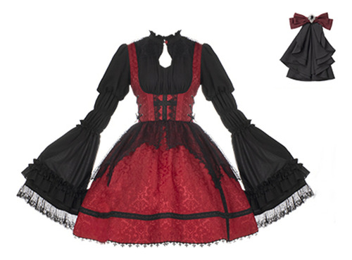 Juego De Cosplay Gótico De Girl Noble Dark Lolita, En Estilo