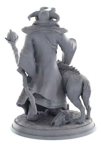 Estátua Imagem Asmodeus Escultura Resina Cor Cor Mármore
