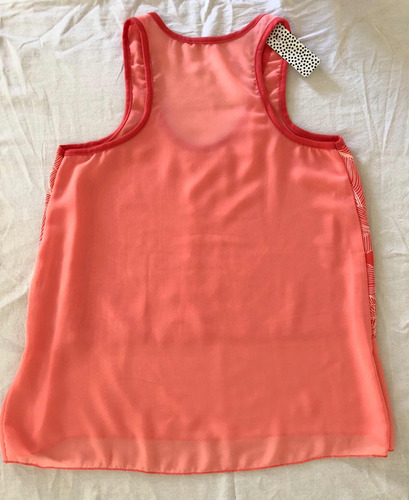 Musculosas Estampadas Gasa, En Negro Y Salmón Nuevas