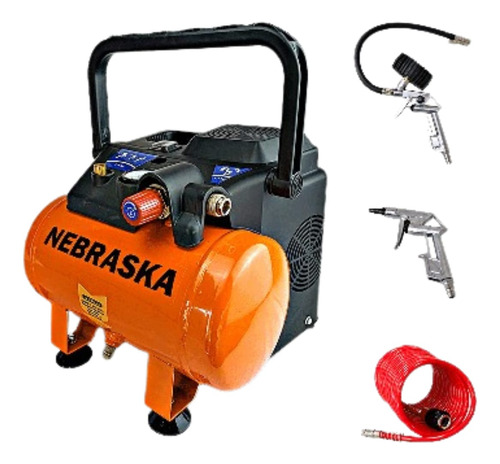 Compresor De Aire 6 Litros Nebraska 1.5hp C/ Kit 3 Piezas