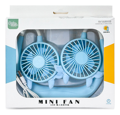 Ventilador De Cuello Portátil Silencioso Usb Recargable Cantidad De Aspas 5 Estructura Azul Aspas Azul Diámetro 20 Cm Frecuencia N/a Material De Las Aspas Plástico