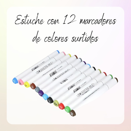 Marcadores Gruesos Finos Doble Punta De Colores En Caja X12