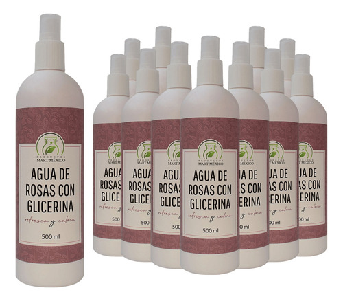 Agua De Rosas & Glicerina Hidratante Facial (500ml) 12 Pack Momento De Aplicación Día/noche Tipo De Piel Todo Tipo De Piel